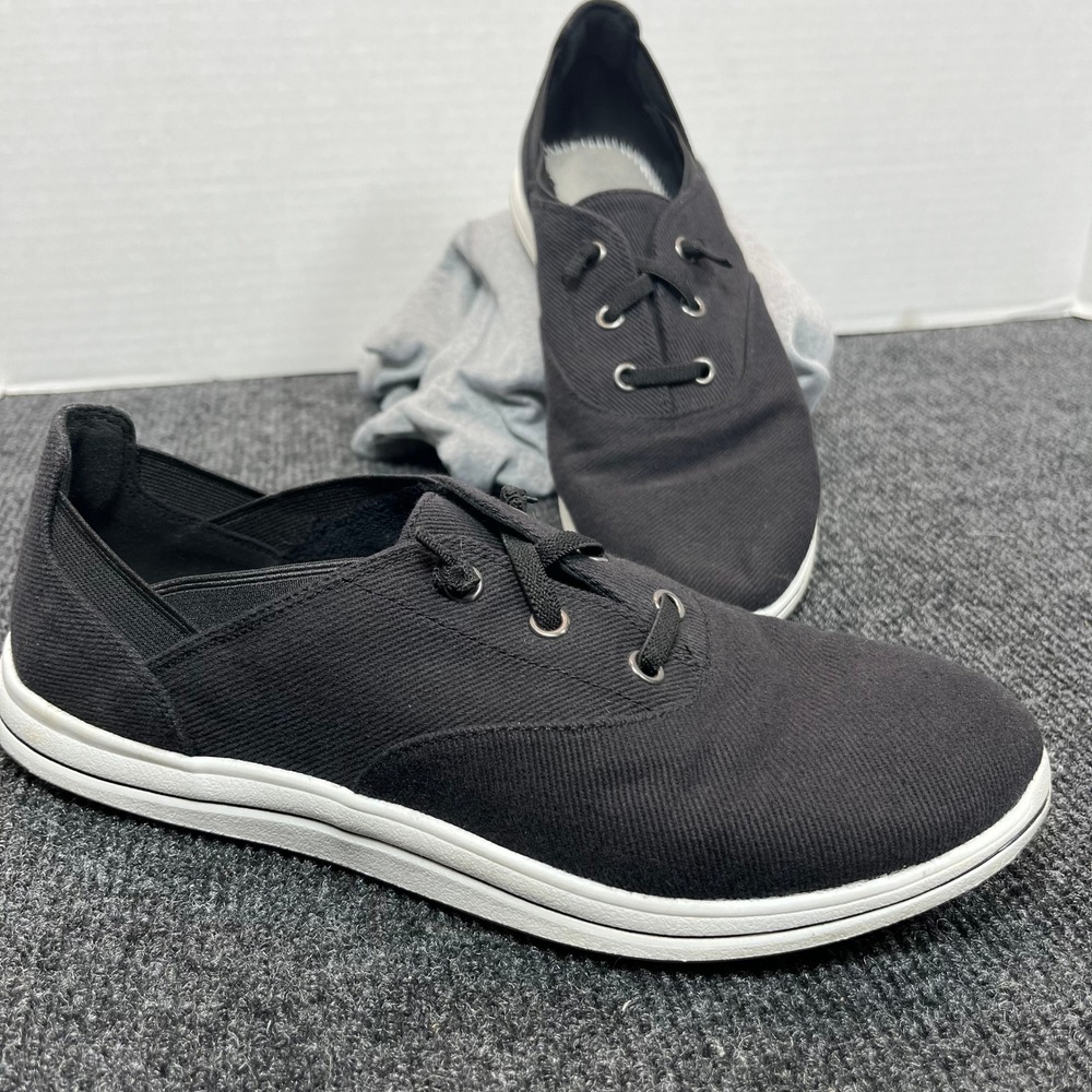 Clarks Step Allena Bay Sneakers Womens 8.5 Black Canvas Comfort Slip On Coastal